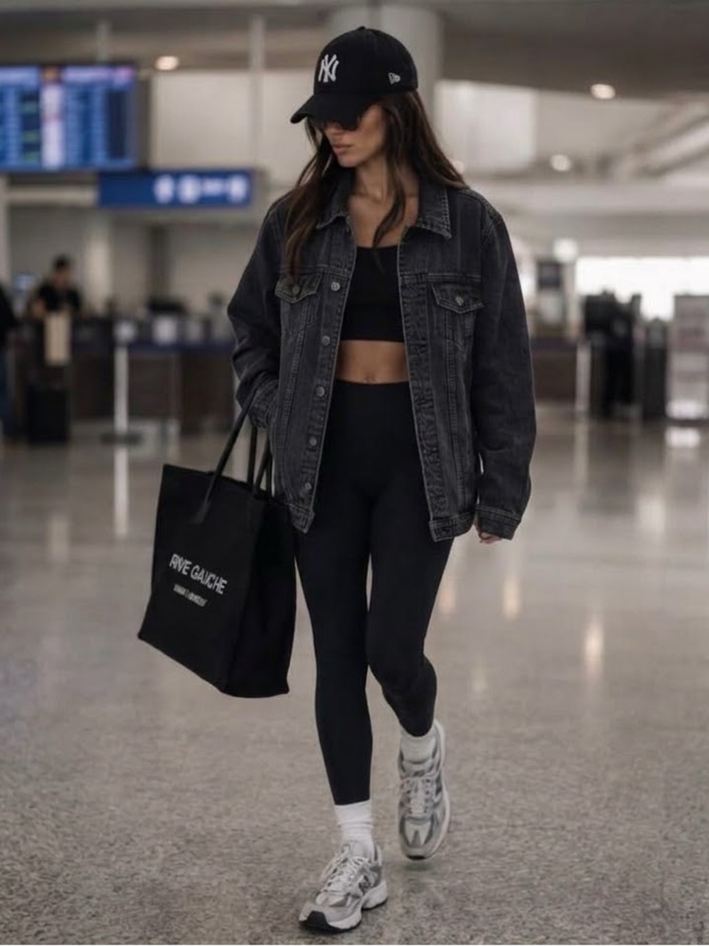 TNA Aritzia Super Oversized Black Denim Trucker Jacket XXS 100% Cotton Fall Y2K